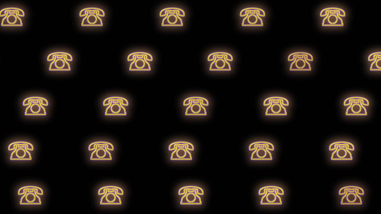 patrón de teléfonos retro amarillo con luz de neón