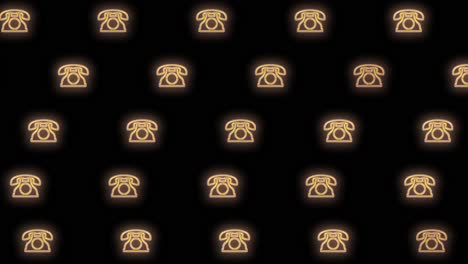 yellow retro telephones pattern with neon light