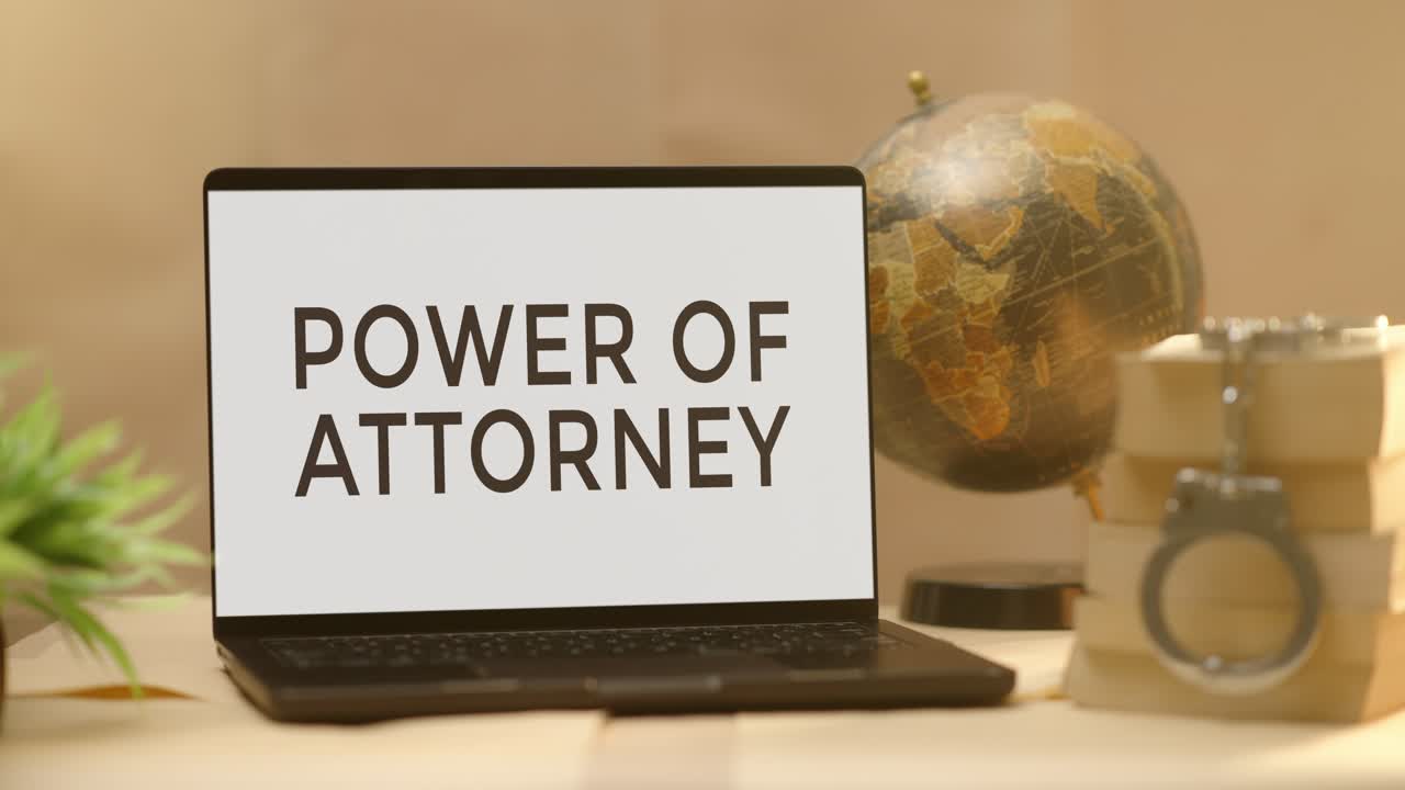 POWER OF ATTORNEY DISPLAYED IN LEGAL LAPTOP SCREEN