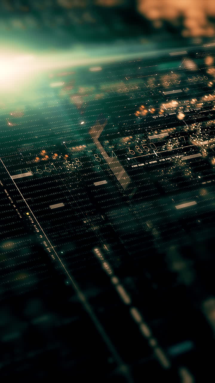 metaverso futurista telemetría de datos digitales de alta tecnología con números encriptados visualización de fondo dinámico para pantalla de formato vertical de escritorio de computadora