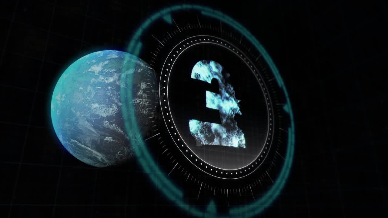 animación del símbolo del globo y la libra sobre un fondo negro