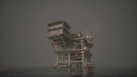 a large oil rig platform standing in the middle of the ocean