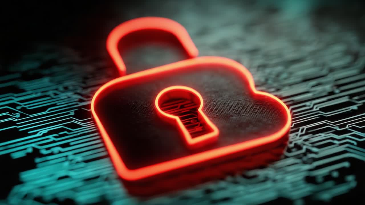 Illuminated padlock symbol against a textured digital background, representing security, privacy, and the importance of safeguarding information in the digital age