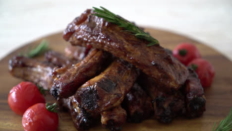 grilled barbecue ribs pork with rosemary