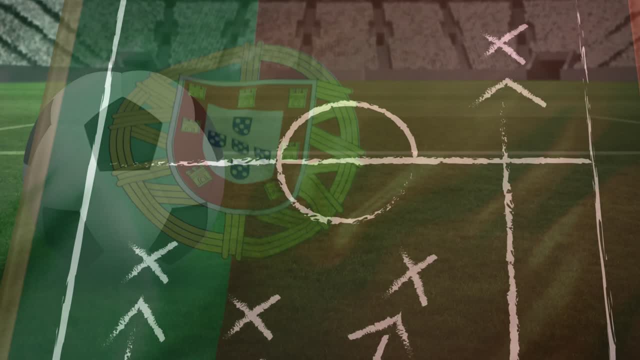 포르투갈의  ⁇ 발 위에 있는 스포츠 경기장의 애니메이션