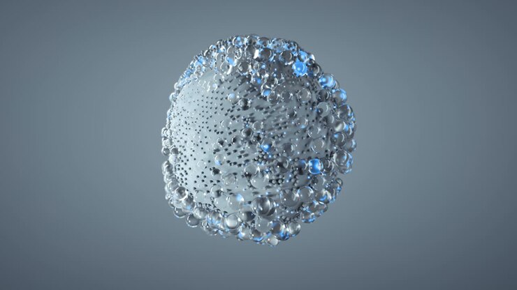 Yüzen beyaz molekül küresi kesintisiz döngü 3D render animasyonu