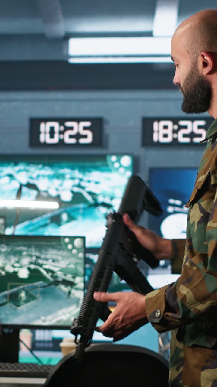 Vertical video Military units loading weapons, preparing for enemy assault mission