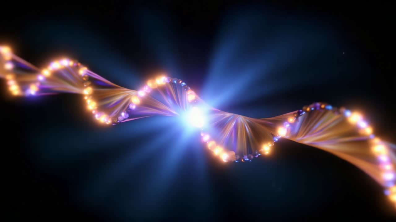 A Stunning Visual Representation of DNA Helix in Cosmic Backgrounds, Showcasing the Beautiful Interplay of Light, Color, and Structure of Genetic Material in a Sci-Fi Inspired Environment