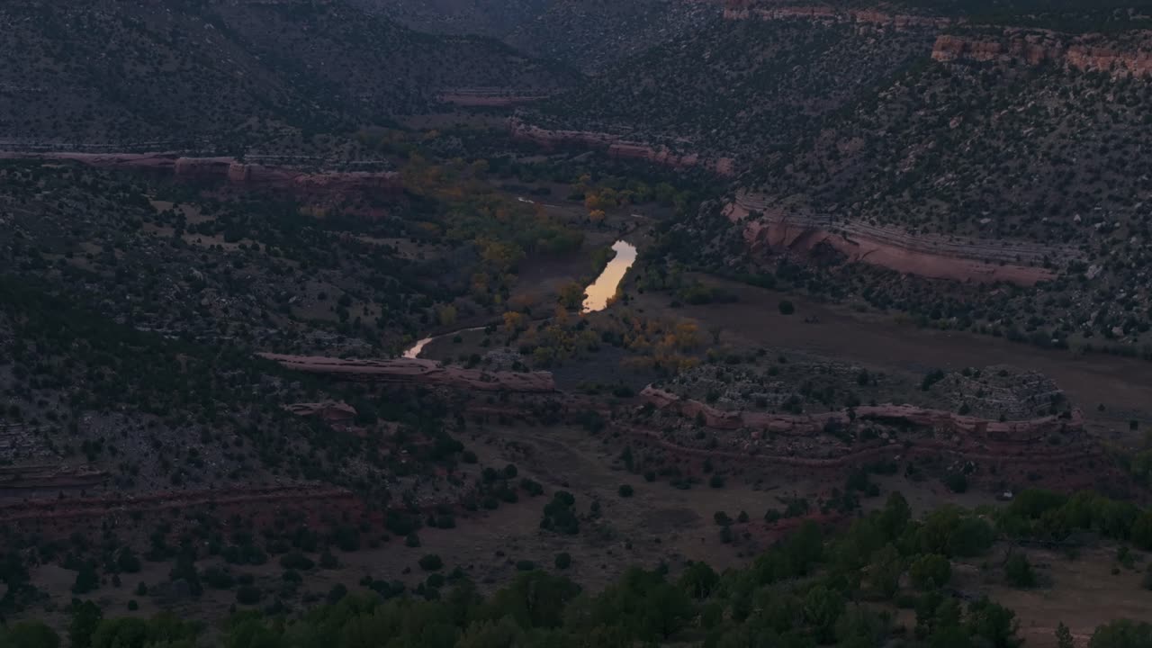 Dawn light over Mills Canyon, New Mexico, serene landscape view