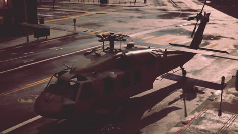 black war chopper in the city