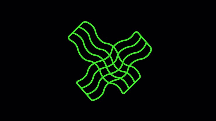 Linhas Onduladas Verdes Animadas Formando uma Forma de X Abstrata