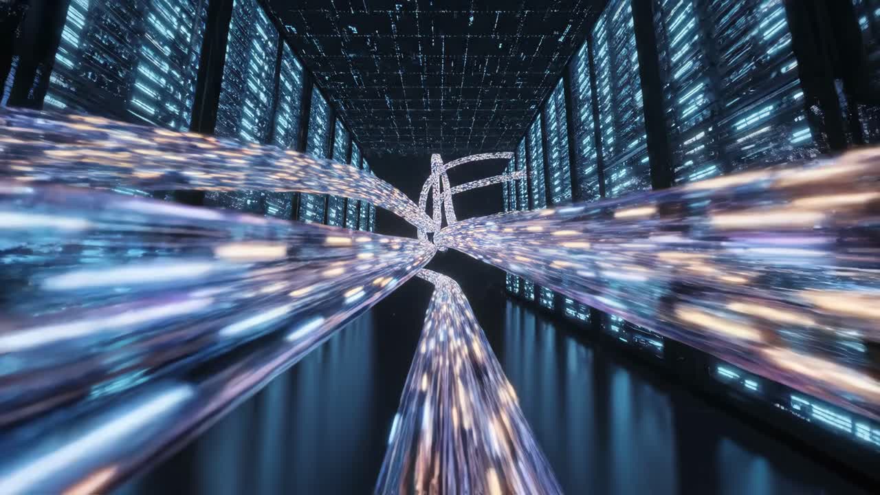 Abstract Futuristic Tunnel of Neon Lights