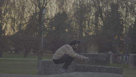 man jumping in a park