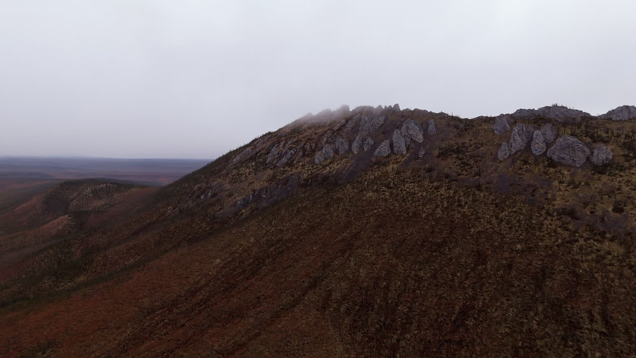 Ogilvie Mountain Range In The Yukon Territory Of Northwestern Canada. Aerial Drone Shot