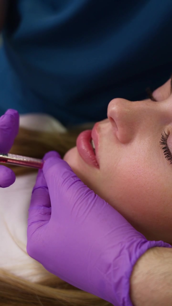 Cosmetic Surgeon Administering Facial Filler Injection to Patient