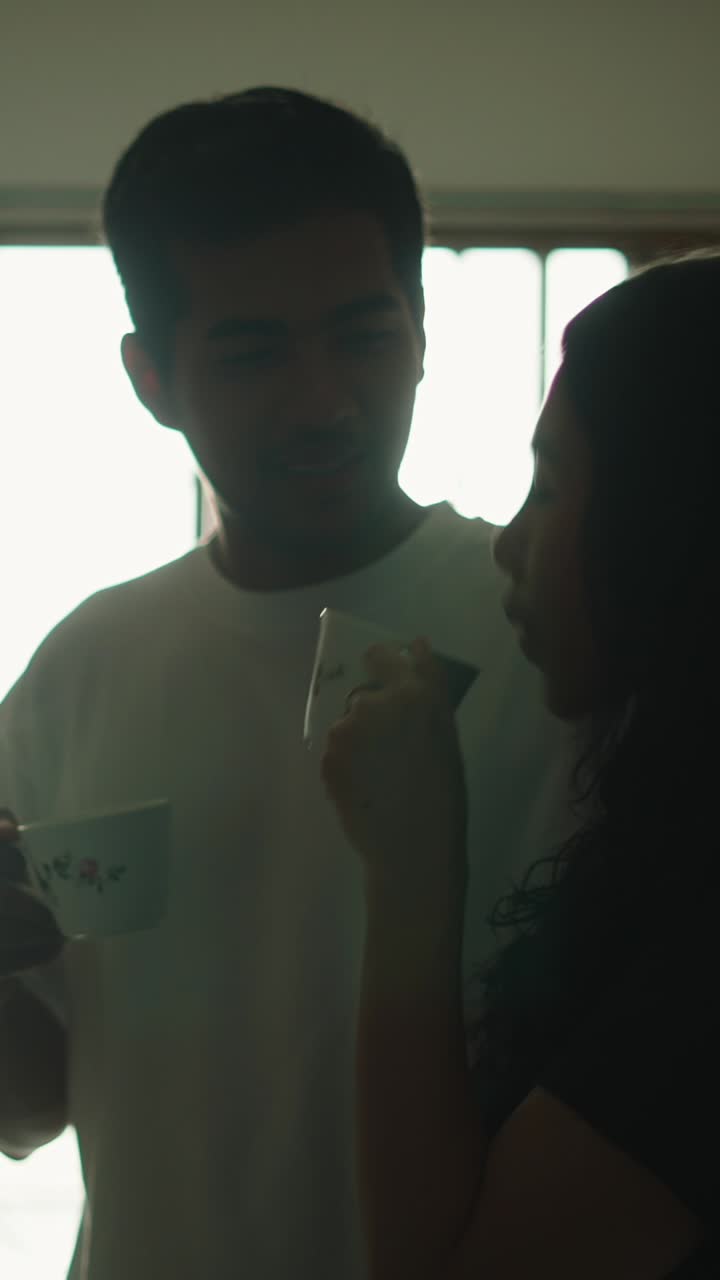 Couple drinking coffee together
