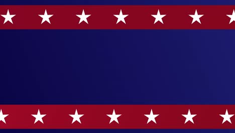 blue background with red banner and white stars animated and moving across like an american media announcement
