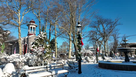 small town in winter christmas snow