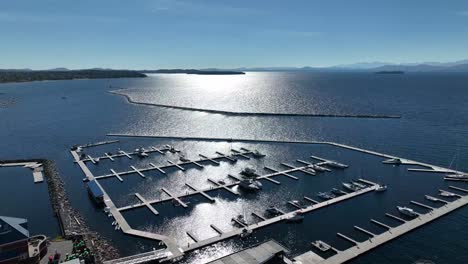 marina and jetty into lake champlain at burlington vermont aerial