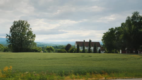 beautiful landscape of rural norway view from the window of the bus 4k video