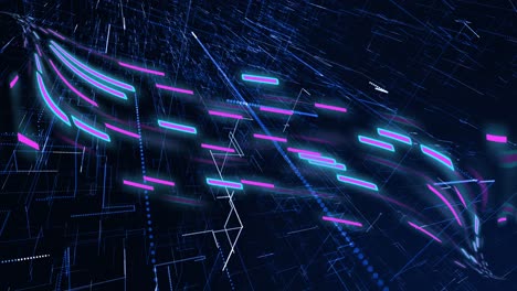 animation of glowing light trails of data transfer moving in fast motion