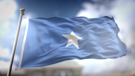 bandera de somalia ondeando en cámara lenta 3d con fondo de cielo azul - bucle sin costuras 4k