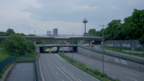 traffic flow and cologne skyline