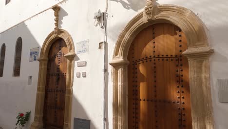 exterior view of traditional wooden door in kasbah of the udayas, rabat