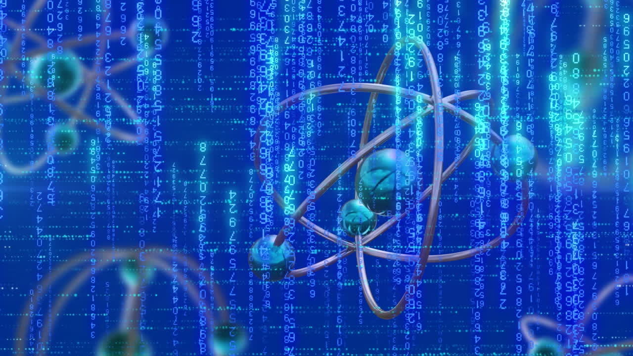 Animation of changing numbers with abstract circular pattern over blue background