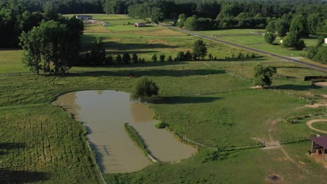 flyover of a horse farm