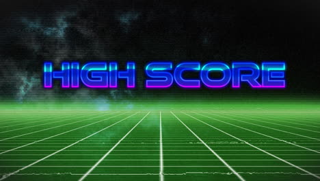 animation of high score text over white lines on black background