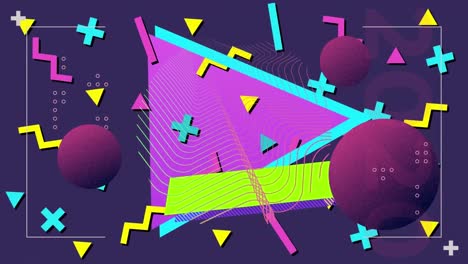 animación de formas en movimiento y puntos sobre fondo púrpura