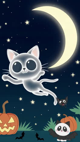 cute ghost cat halloween illustration