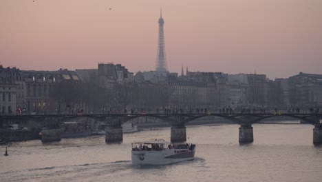 paris cityscape with eiffel tower, seine river, and bridge