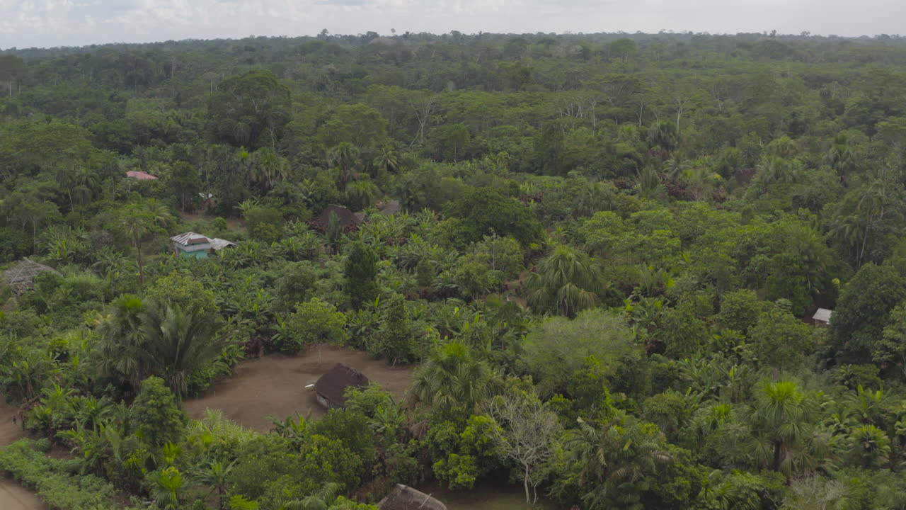 Aerial shot, Amazon community, Ecuador