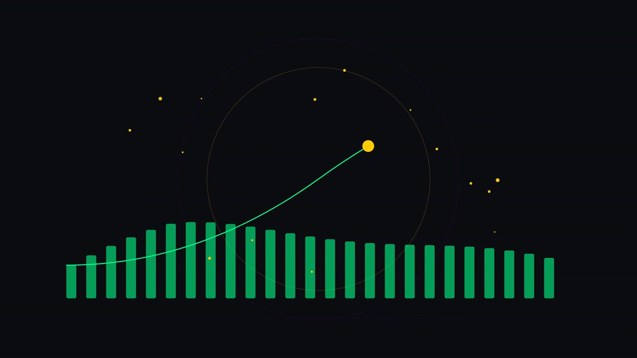 Animated Bar Chart Showing Growth with Rising Trend Line