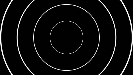 thin line white zooming circles on a black background. simple geometric motion graphics. seamless animation with basic shapes