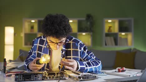 Technology student young boy.