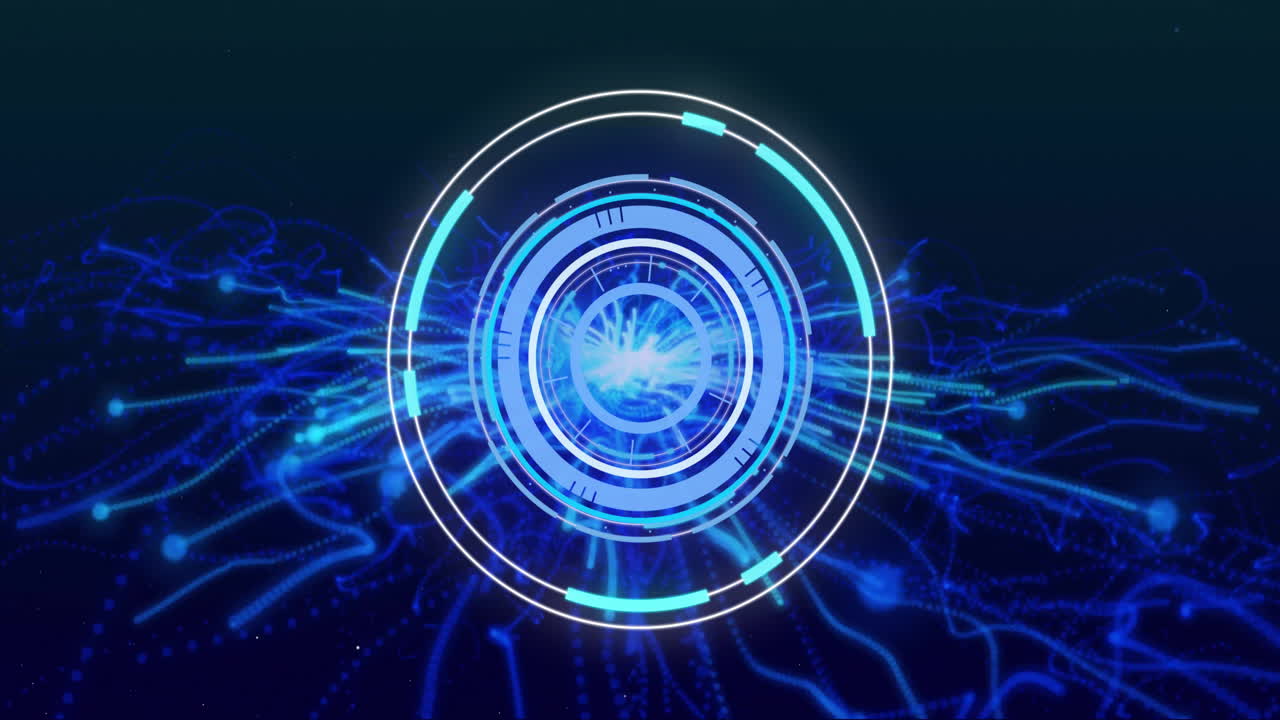 Animation of scope scanning on light trails on black background