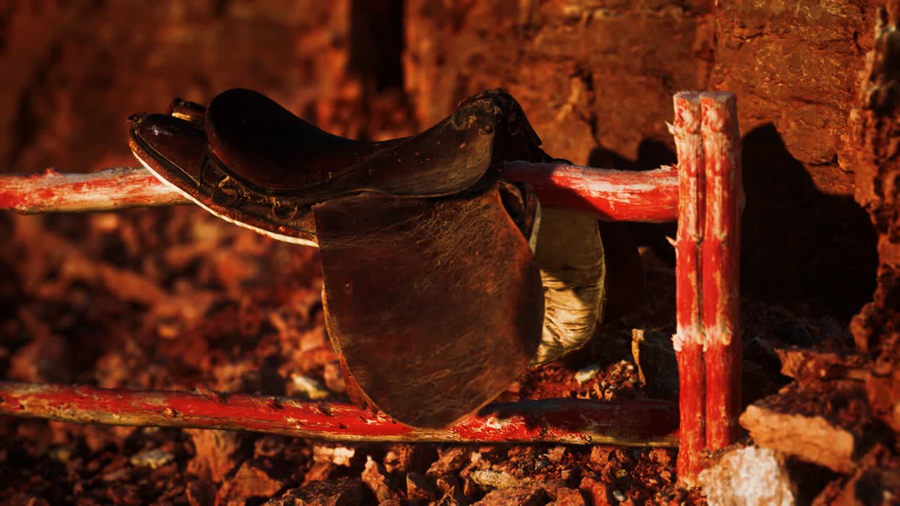Saddle and red rocks in monument valley