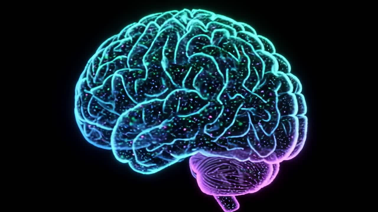 Exploring the intricate networks of the human brain with stunning visual effects in a vibrant color palette