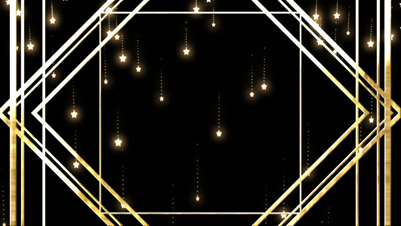검은 바탕에 금 큐브와 별
