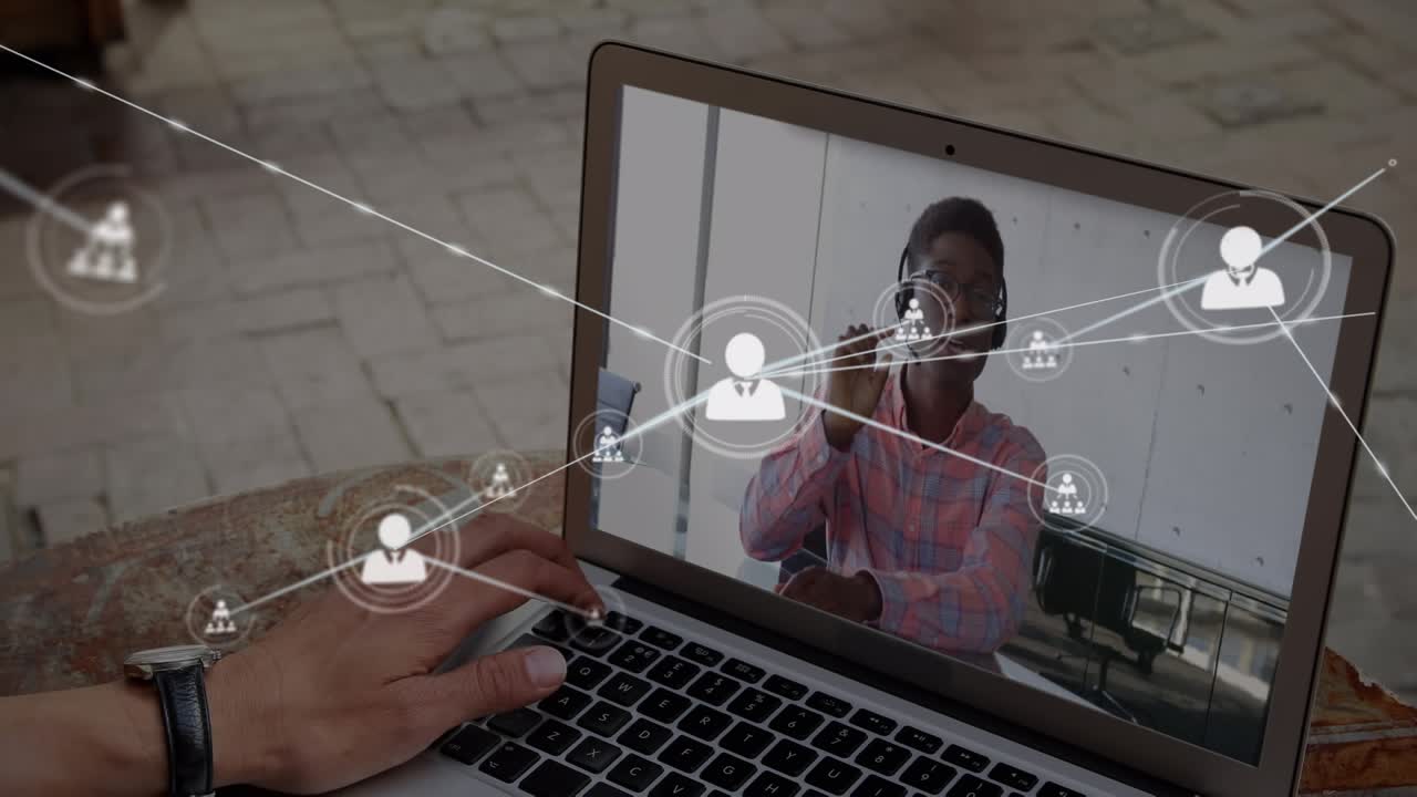 Animert video viser et nettverk av forbindelser i et digitalt forretningsmiljø