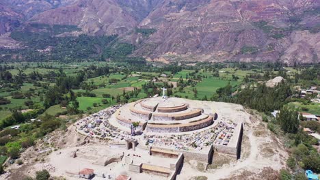 Cemetery-Yungay-Ancash,-Peru-moving-back-Drone