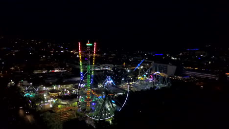 Aerial-shot-of-an-amusement-park-at-a-holiday-resort