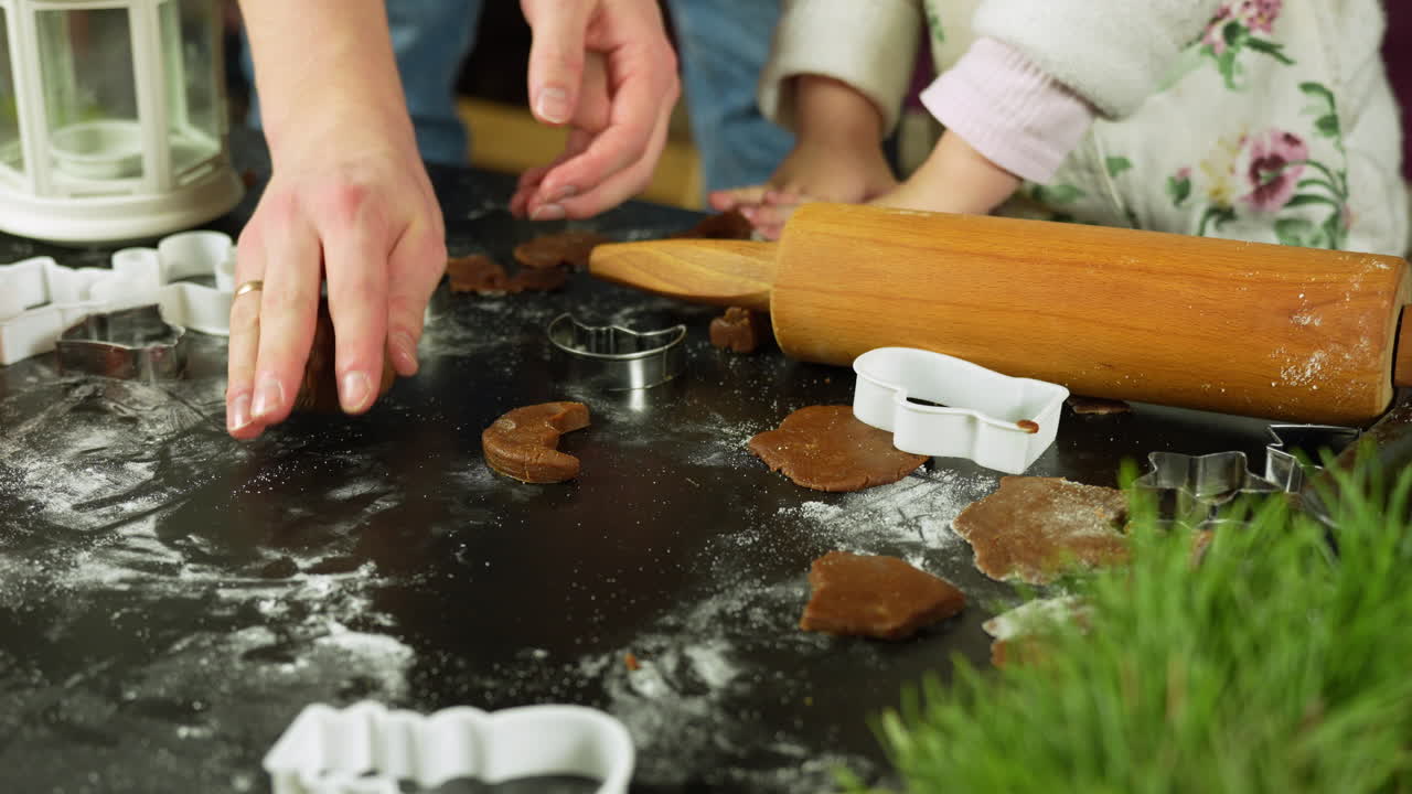 Kid Kneading Dough While Preparing Cookies - Close Up
