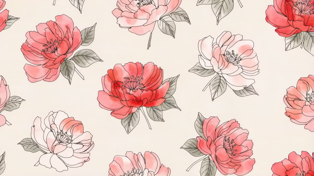 Motivo floreale con peonie