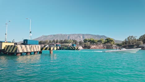 leisure boat crossing corinth canal submersible road bridge