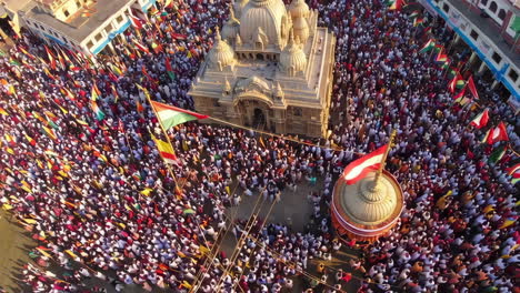 massive religious gathering at a temple
