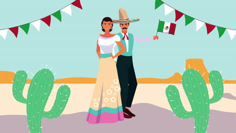 mexican couple celebrating a holiday in the desert